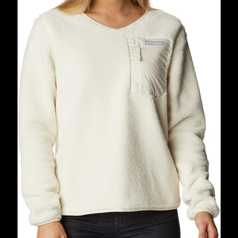 Columbia Women's West Bend Fleece Crew Neck cream Sweatshirt size large